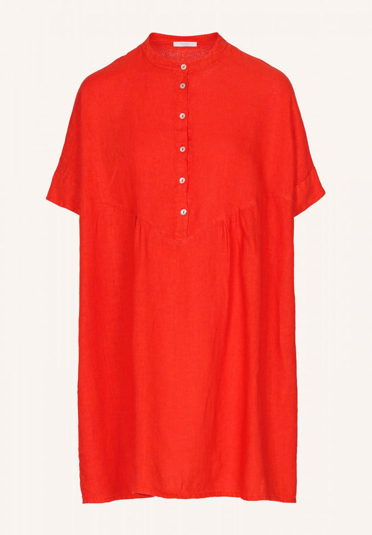 robe en lin tais | rouge coquelicot