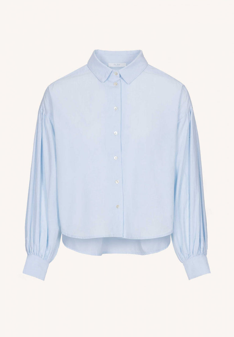 blouse courte en chambray sarah | bleu clair
