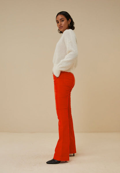 pantalon en velours leila | rouge coquelicot
