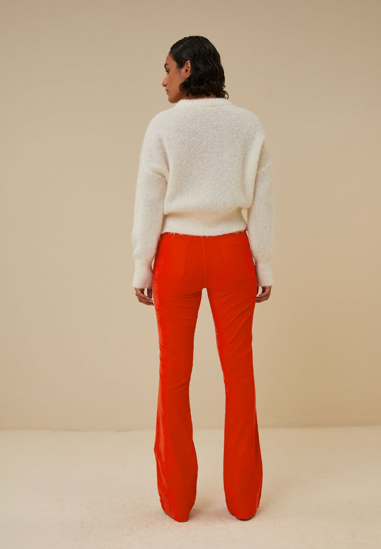 pantalon en velours leila | rouge coquelicot